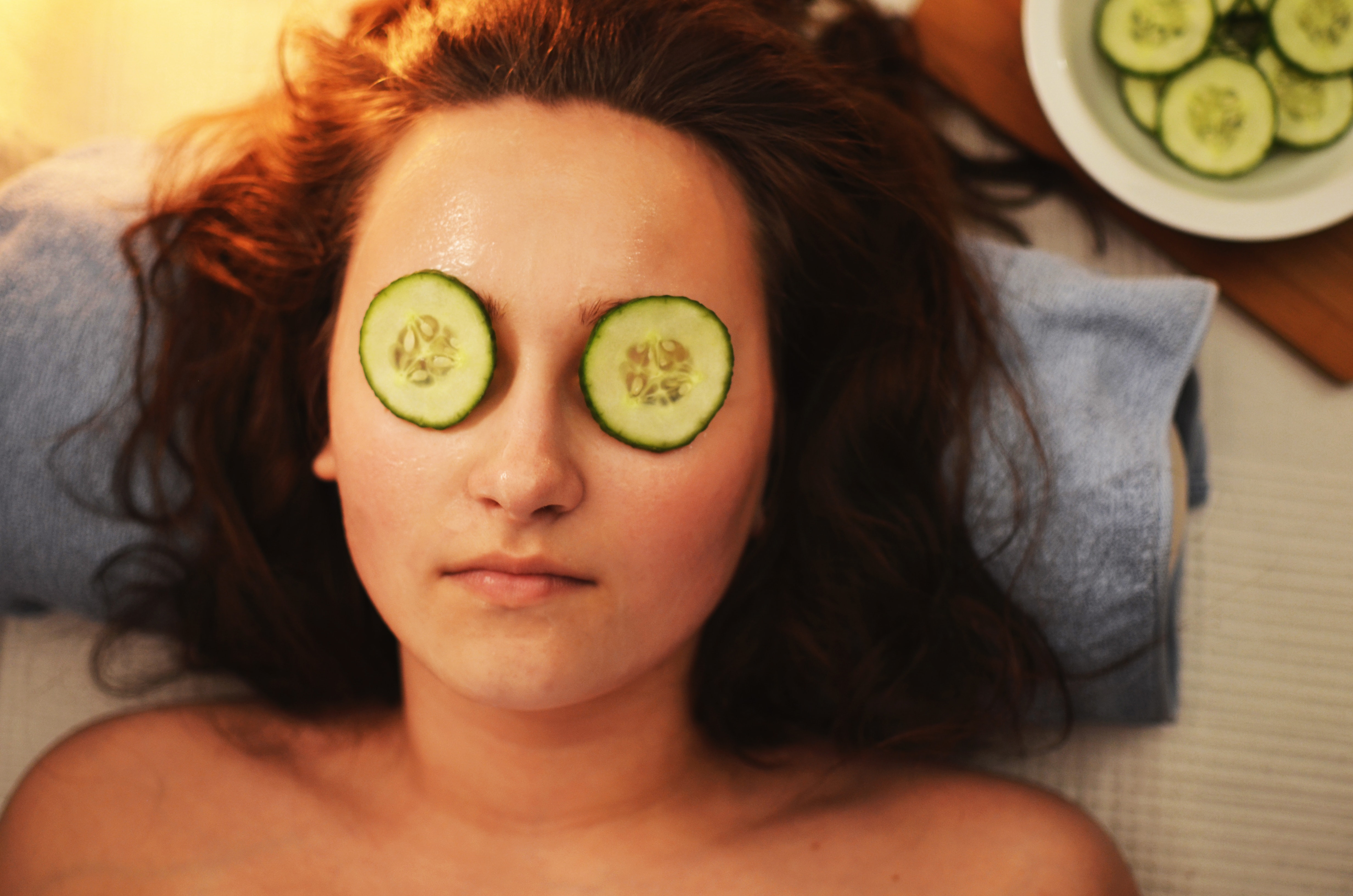 cucumbers on eyes, skin-care