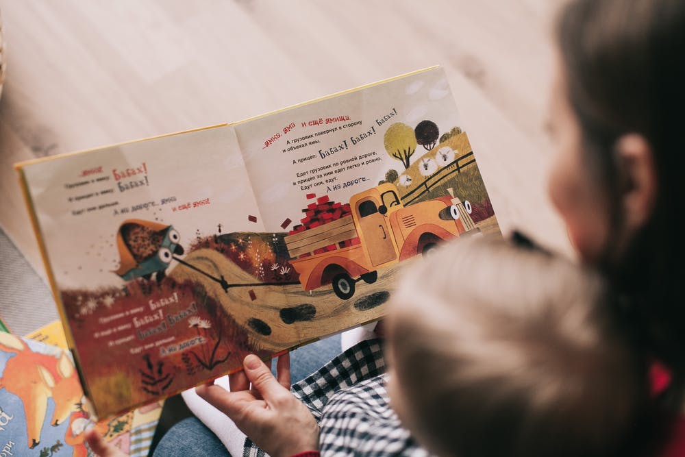 woman reading book