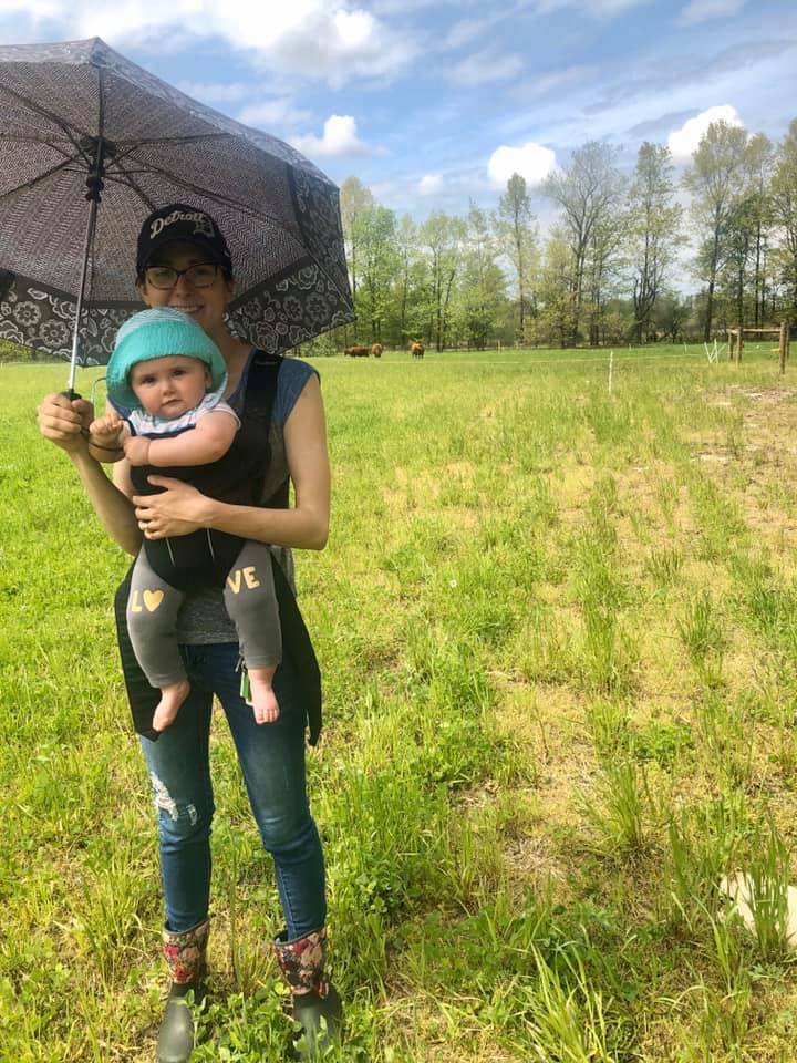 Mama and baby in pasture.