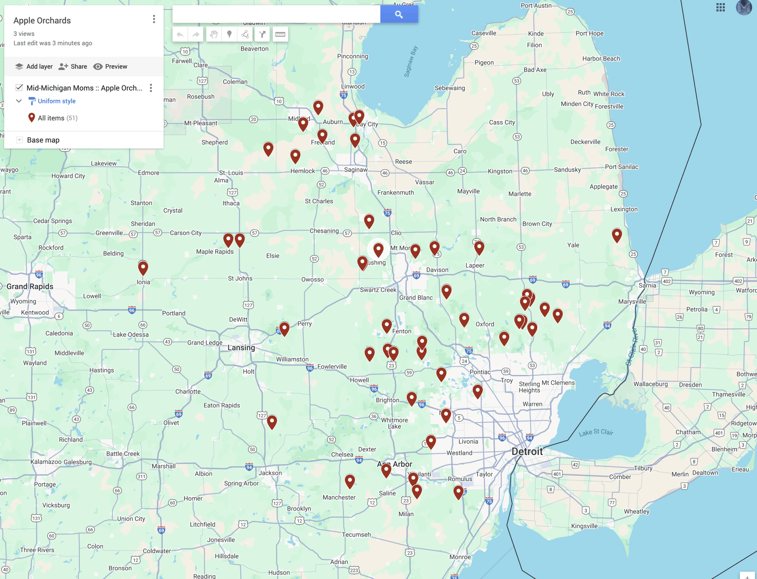 map of apple orchards